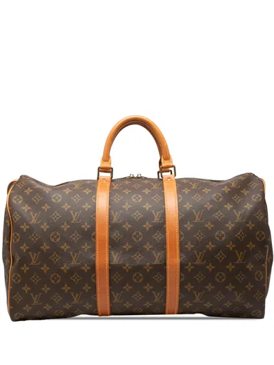 Pre-owned Louis Vuitton 1987 Monogram Keepall 50 Travel Bag In Brown