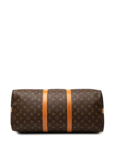 Pre-owned Louis Vuitton 1987 Monogram Keepall Bandouliere 50 Travel Bag In Brown