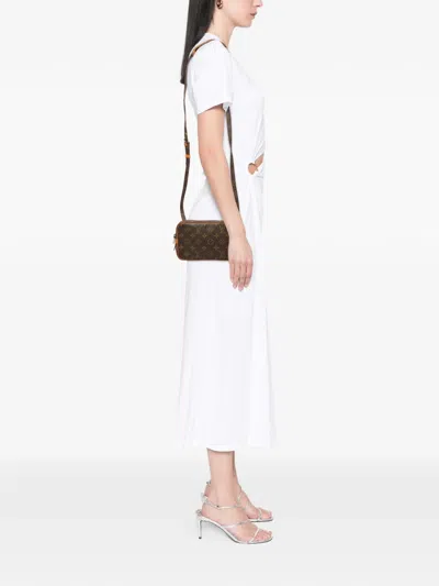 Pre-owned Louis Vuitton 1987 Monogram Pochette Marly Bandouliere Crossbody Bag In Brown