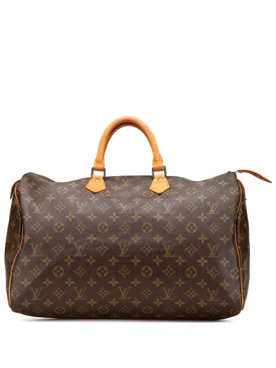 Pre-owned Louis Vuitton 1987 Monogram Speedy 40 Boston Bag In Brown