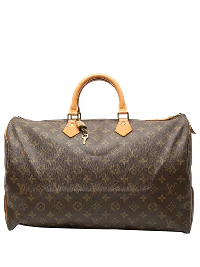 Pre-owned Louis Vuitton 1987 Monogram Speedy 40 Boston Bag In Brown
