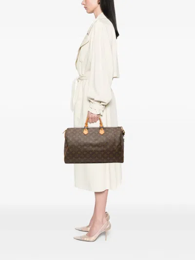 Pre-owned Louis Vuitton 1987 Monogram Speedy 40 Boston Bag In Brown