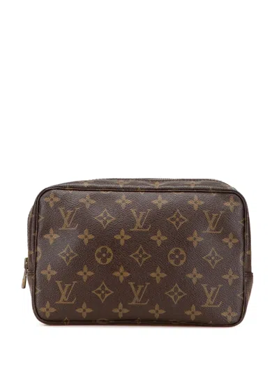 Pre-owned Louis Vuitton 1987 Monogram Trousse Toilette 23 Clutch Bag In Brown