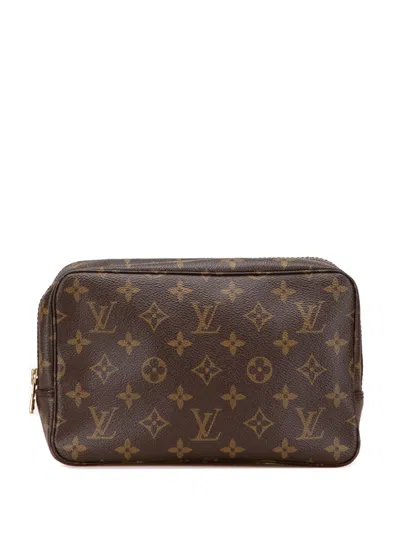 Pre-owned Louis Vuitton 1987 Monogram Trousse Toilette 23 Clutch Bag In Brown