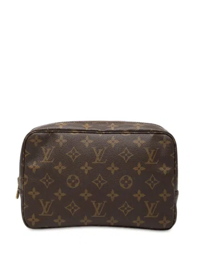 Pre-owned Louis Vuitton 1987 Monogram Trousse Toilette 23 Clutch Bag In Brown