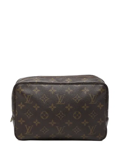 Pre-owned Louis Vuitton 1987 Monogram Trousse Toilette 23 Clutch Bag In Brown