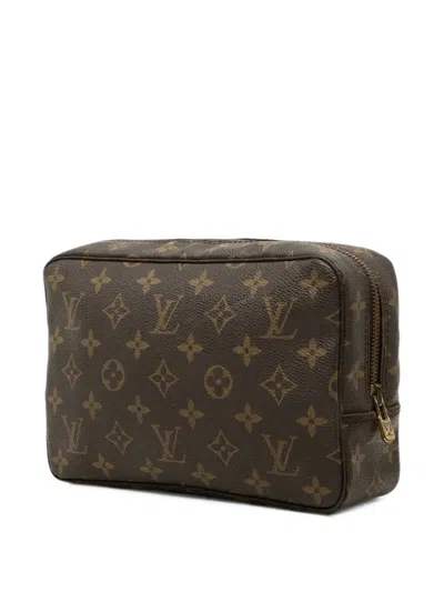 Pre-owned Louis Vuitton 1987 Monogram Trousse Toilette 23 Clutch Bag In Brown
