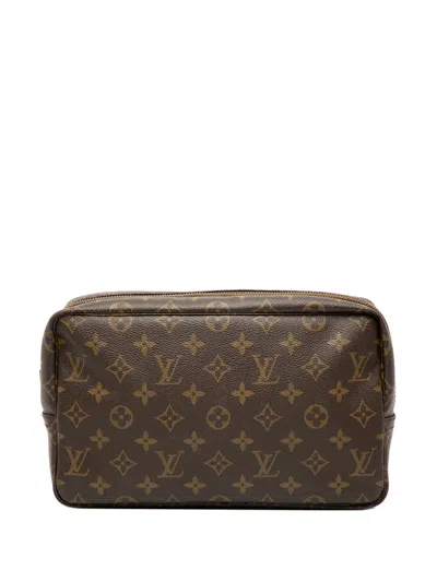 Pre-owned Louis Vuitton 1987 Monogram Trousse Toilette 28 Clutch Bag In Brown