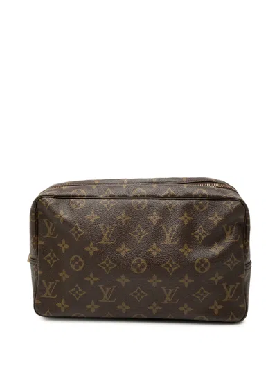 Pre-owned Louis Vuitton 1987 Monogram Trousse Toilette 28 Clutch Bag In Brown