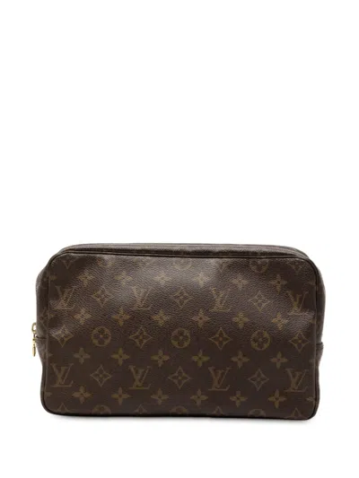 Pre-owned Louis Vuitton 1987 Monogram Trousse Toilette 28 Clutch Bag In Brown