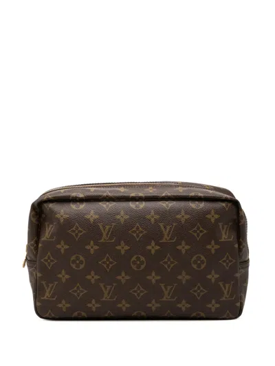 Pre-owned Louis Vuitton 1987 Monogram Trousse Toilette 28 Clutch Bag In Brown
