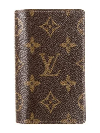Pre-owned Louis Vuitton 1988 Coated Canvas Card Holder In Brown