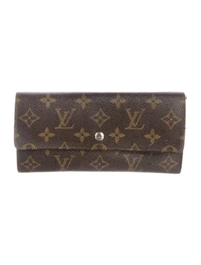 Pre-owned Louis Vuitton 1988 Lv Monogram Sarah Wallet In Brown