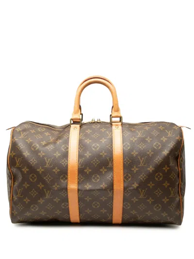 Pre-owned Louis Vuitton 1988 Monogram Keepall 45 Travel Bag In Brown