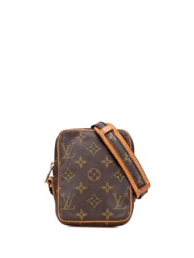 Pre-owned Louis Vuitton 1988 Monogram Mini Danube Crossbody Bag In Brown