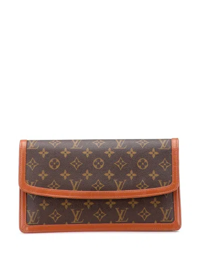 Pre-owned Louis Vuitton 1988 Monogram Pochette Dame Gm Clutch Bag In Brown