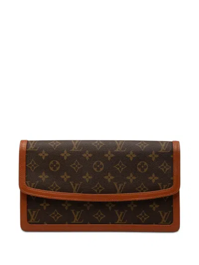 Pre-owned Louis Vuitton 1988 Monogram Pochette Dame Gm Clutch Bag In Brown