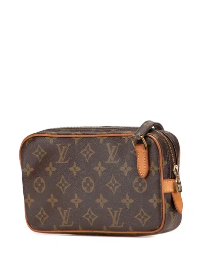 Pre-owned Louis Vuitton 1988 Monogram Pochette Marly Bandouliere Crossbody Bag In Brown