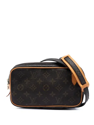 Pre-owned Louis Vuitton 1988 Monogram Pochette Marly Bandouliere Crossbody Bag In Brown