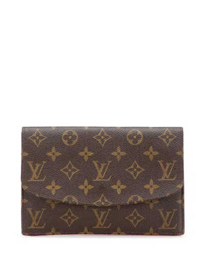 Pre-owned Louis Vuitton 1988 Monogram Pochette Rabat 20 Clutch Bag In Brown