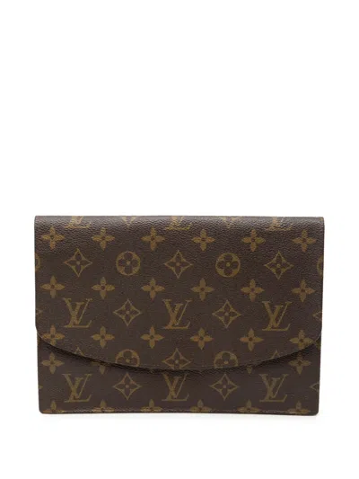 Pre-owned Louis Vuitton 1988 Monogram Pochette Rabat 23 Clutch Bag In Brown