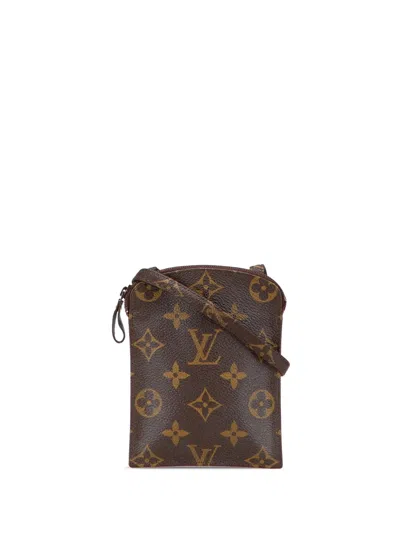 Pre-owned Louis Vuitton 1988 Monogram Pochette Secret Passport Holder Crossbody Bag In Brown
