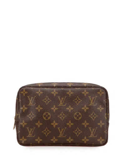 Pre-owned Louis Vuitton 1988 Monogram Trousse Toilette 23 Clutch Bag In Brown