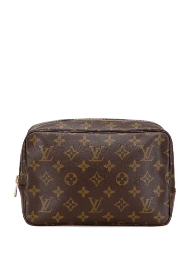 Pre-owned Louis Vuitton 1988 Monogram Trousse Toilette 23 Clutch Bag In Brown