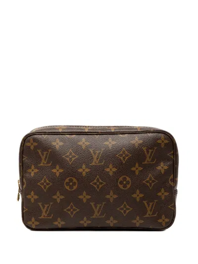 Pre-owned Louis Vuitton 1988 Monogram Trousse Toilette 23 Clutch Bag In Brown