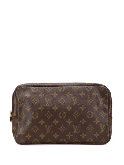 Pre-owned Louis Vuitton 1988 Monogram Trousse Toilette 28 Clutch Bag In Brown