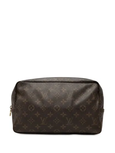 Pre-owned Louis Vuitton 1988 Monogram Trousse Toilette 28 Clutch Bag In Brown
