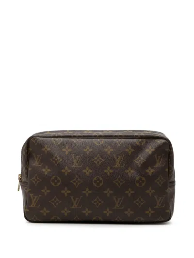 Pre-owned Louis Vuitton 1988 Monogram Trousse Toilette 28 Clutch Bag In Brown