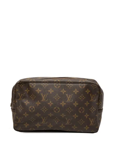 Pre-owned Louis Vuitton 1988 Monogram Trousse Toilette 28 Clutch Bag In Brown