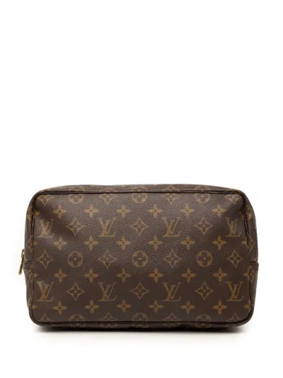 Pre-owned Louis Vuitton 1988 Monogram Trousse Toilette 28 Clutch Bag In Brown