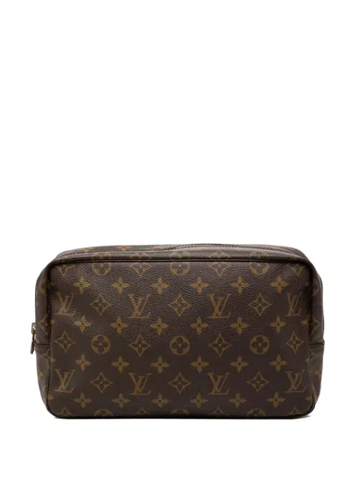 Pre-owned Louis Vuitton 1988 Monogram Trousse Toilette 28 Clutch Bag In Brown