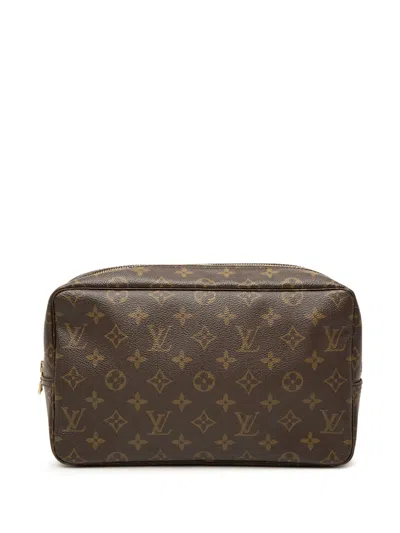 Pre-owned Louis Vuitton 1988 Monogram Trousse Toilette 28 Clutch Bag In Brown