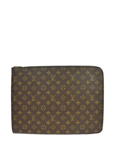 Pre-owned Louis Vuitton 1988 Monogram-pattern Clutch Bag In Brown