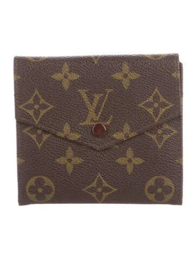 Pre-owned Louis Vuitton 1989 Lv Monogram Elise Wallet In Brown