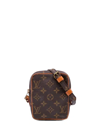 Pre-owned Louis Vuitton 1989 Monogram Mini Danube Crossbody Bag In Brown