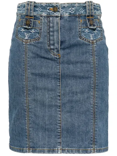 Pre-owned Louis Vuitton 1990-2000s Denim Skirt In Blue