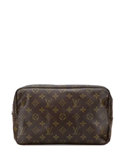 Pre-owned Louis Vuitton 1990-2000 Monogram Trousse Toilette 28 Clutch Bag In Brown