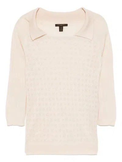 Pre-owned Louis Vuitton 1990-2000s Long-sleeved Polo Top In Neutrals