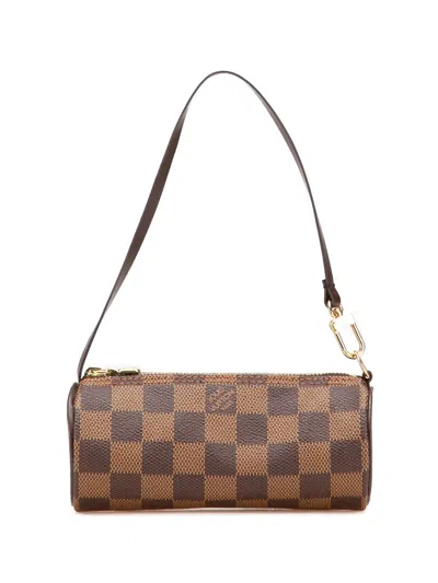 Pre-owned Louis Vuitton 1990-2010 Damier Ebene Papillon Pochette Handbag In Brown