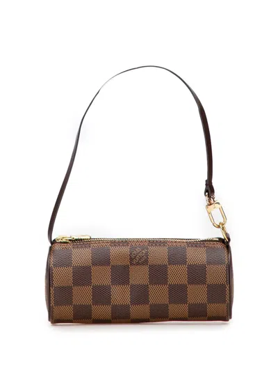 Pre-owned Louis Vuitton 1990-2010 Damier Ebene Papillon Pochette Handbag In Brown