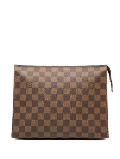 Pre-owned Louis Vuitton 1990-2010 Damier Ebene Toiletry Pouch 26 Clutch Bag In Brown