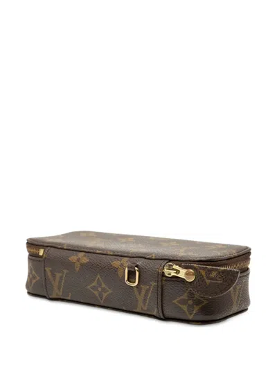 Pre-owned Louis Vuitton 1990-2010 Monogram Monte Carlo Pm Jewelry Case In Brown