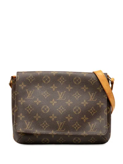 Pre-owned Louis Vuitton 1990-2010 Monogram Musette Tango Long Strap Crossbody Bag In Brown