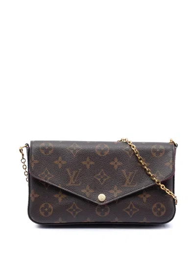 Pre-owned Louis Vuitton 1990-2010 Monogram Pochette Felicie Crossbody Bag In Brown