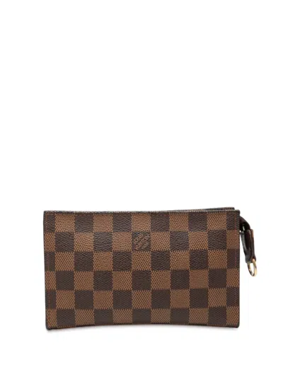 Pre-owned Louis Vuitton 1990-2020 Damier Ebene Marais Bucket Pouch In Brown
