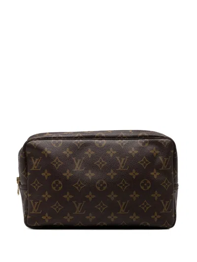 Pre-owned Louis Vuitton 1990-2020 Monogram Trousse Toilette 28 Clutch Bag In Brown